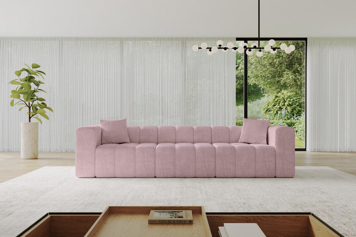 POHOVKA 3-MÍSTNÁ DONY-3 315x90x71 cm Růžová Manšestr - růžová/černá, kompozitní dřevo/textil (315/71/90cm) - ALTDECOR