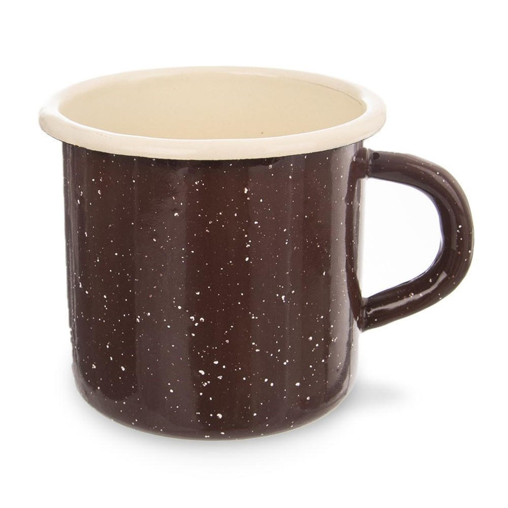 EMAILLETASSE BRAUN, Emaille, braun, 400 ml - Weiß, Metall (0.4L) - Orion 