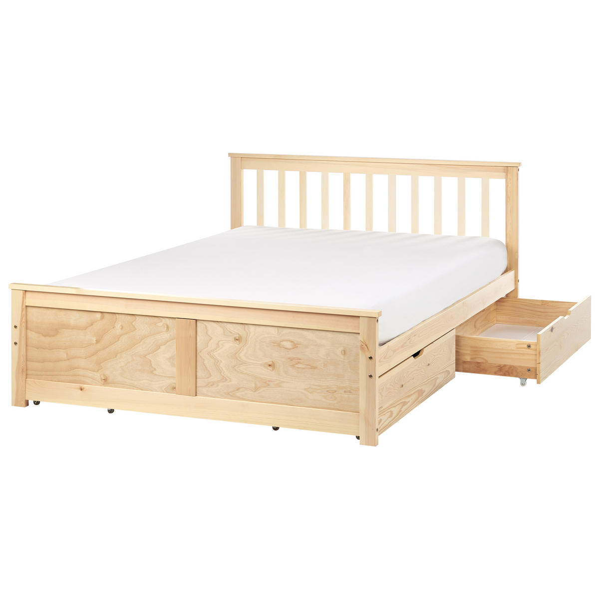 BETT mit Schubladen 140x200 cm Heller Holzfarbton Olendon - Hellbraun, Holz (140/200cm) - Beliani