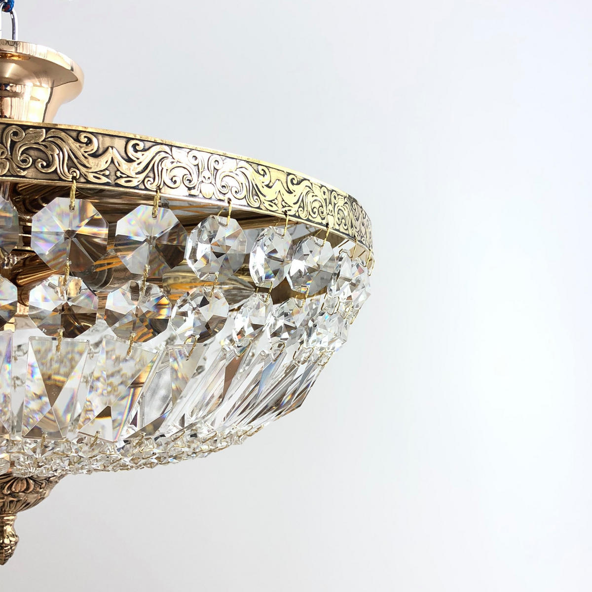 DECKENLEUCHTE Kristall Schönbrunn Ø45 Antik Gold gefertigt aus geschliffenen Kristallen - Goldfarben, Glas/Metall (45/45/28cm) - PGA Lights