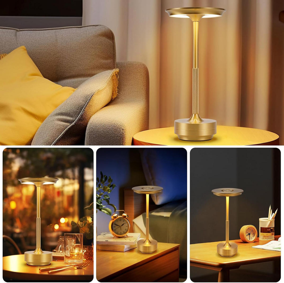 LED TISCHLAMPE Elowen 12.8/12.8/27 cm - Goldfarben, Kunststoff/Metall (12.8/12.8/27cm) - ZMH