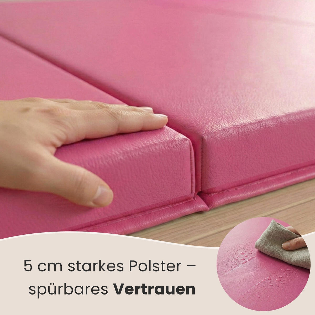 GYMNASTIKMATTE zum Wenden - 180/60/5 cm Faltbare Turnmatte - Pink, Kunststoff (60/180cm) - eyepower