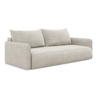 3-SITZER SOFA mit Schlaffunktion Chenille Stoff Grau - Silberfarben/Schwarz, Kunststoff/Textil (216/86/105cm) - LaMiaSofa