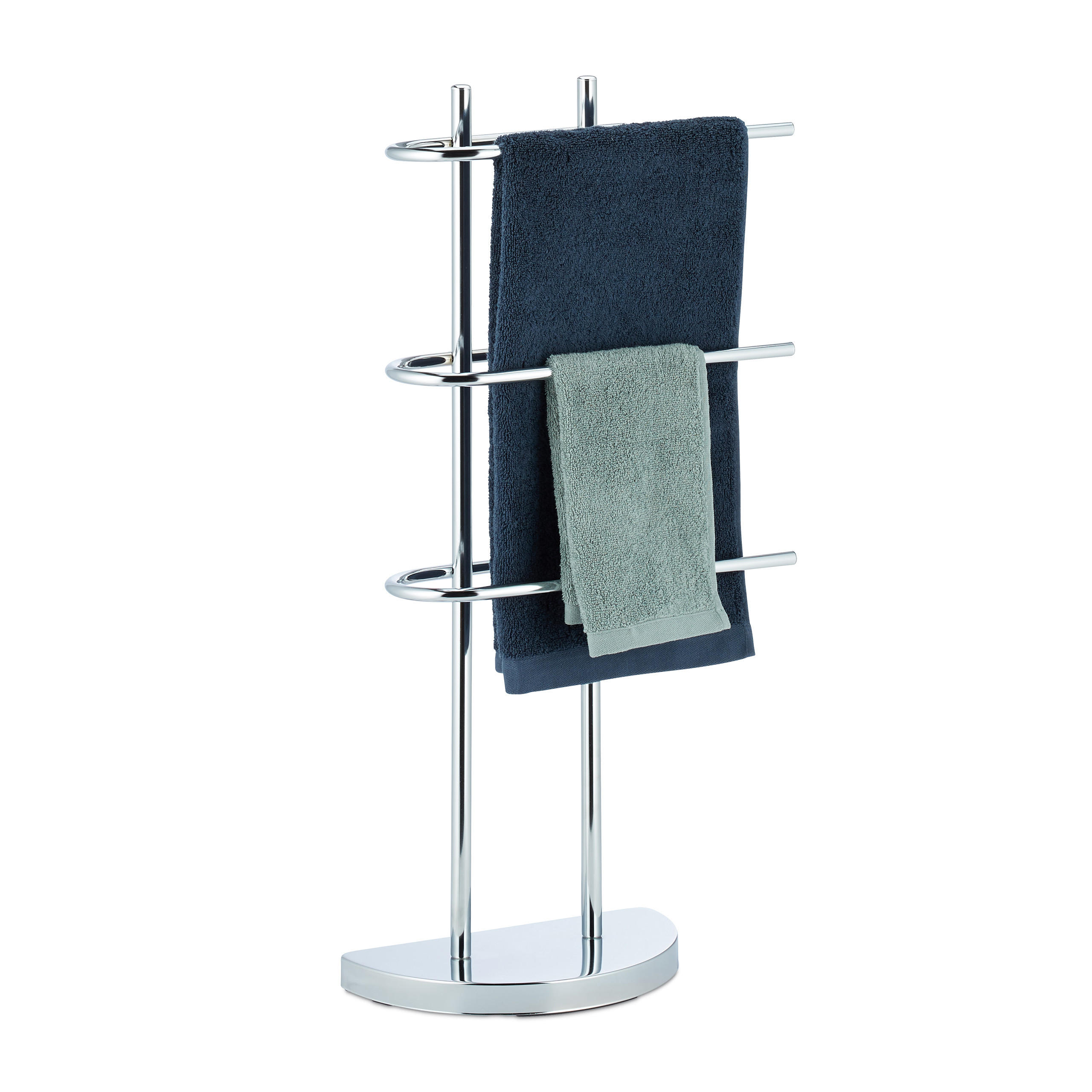 HANDDUKSSTÄLL krom 3-armat fristående 83 cm Silverfärgad 83/40/18 cm