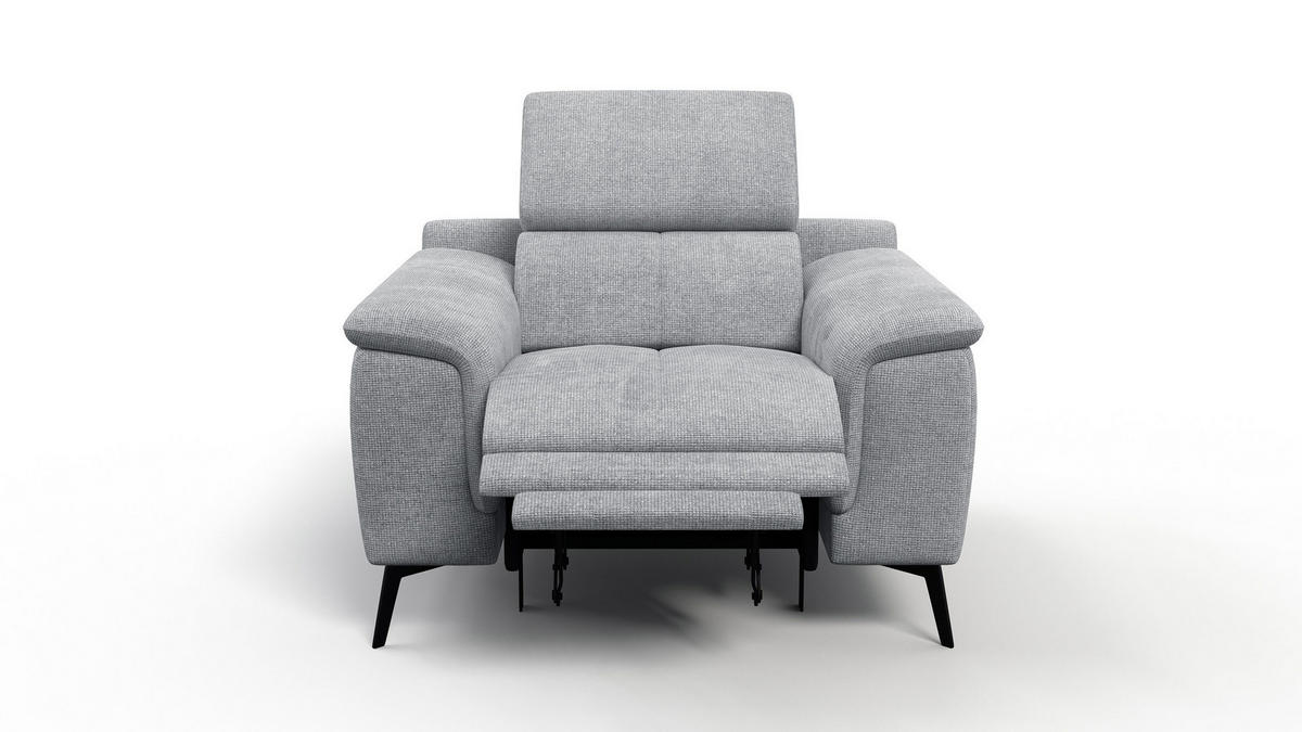 SESSEL FIERO mit Relaxfunktion, silberfarben - Silberfarben/Schwarz, Holzwerkstoff/Textil (114/82/103cm) - Courtois Laville