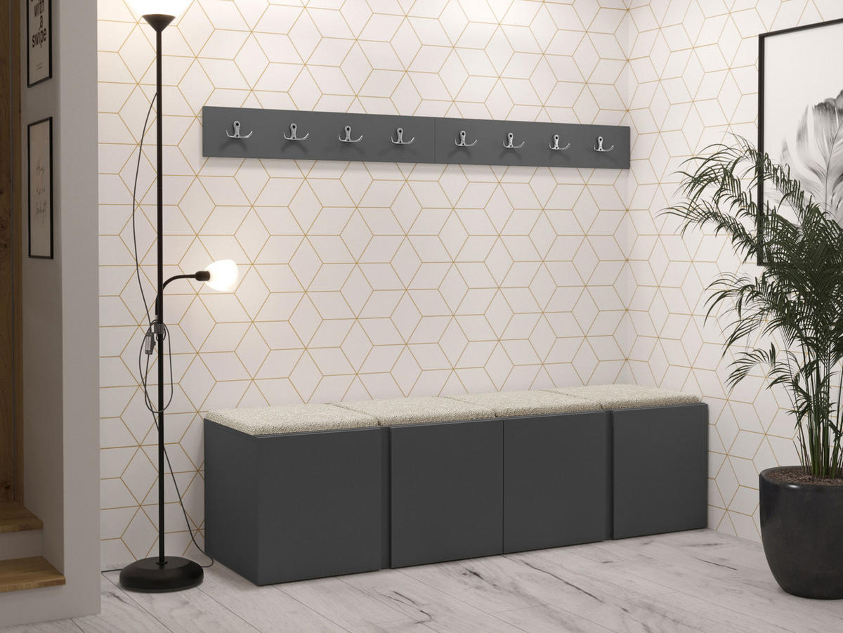 GARDEROBEN-SET Orion VII - Creme/Graphitfarben, Holzwerkstoff/Kunststoff (168/42/46cm) - MIRJAN24