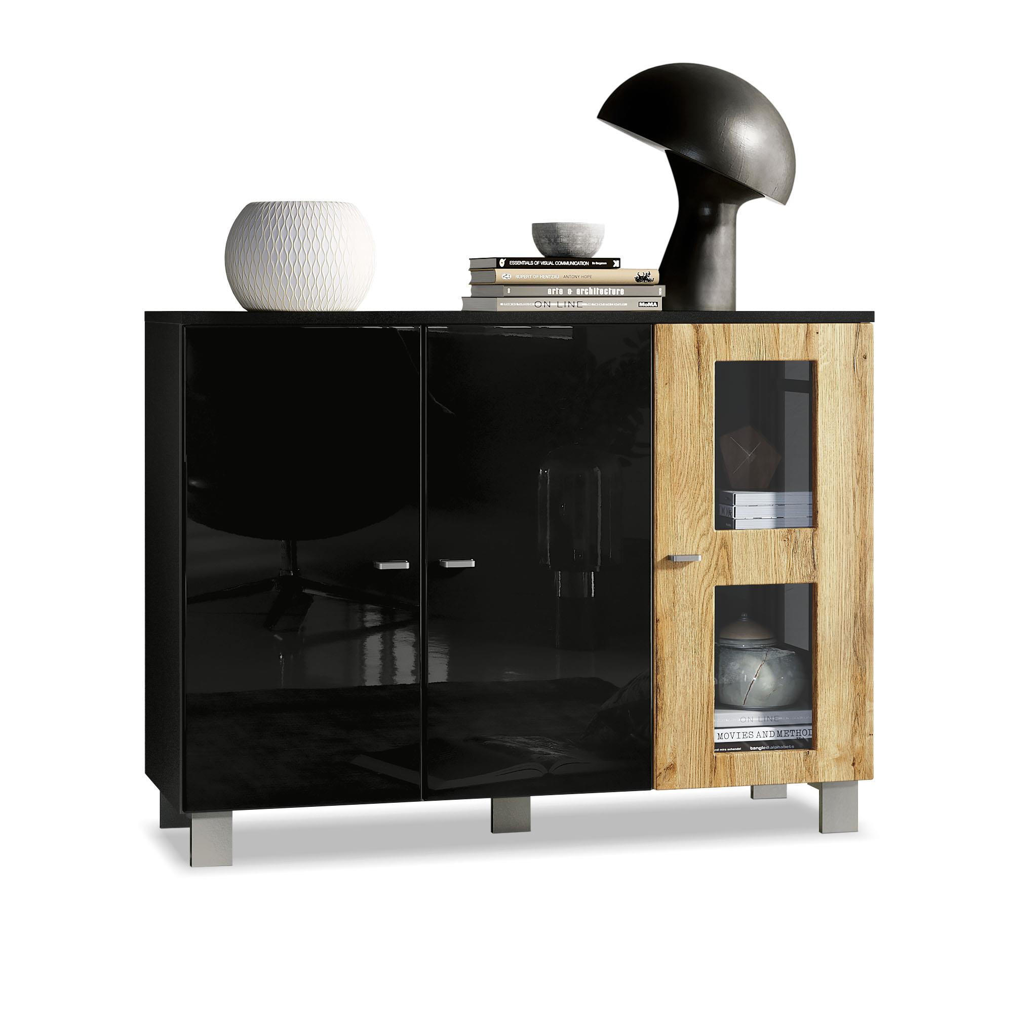 SIDEBOARD Denjo Tür in Eiche Natur - Eichefarben, Holzwerkstoff (107/81/35cm) - Vladon