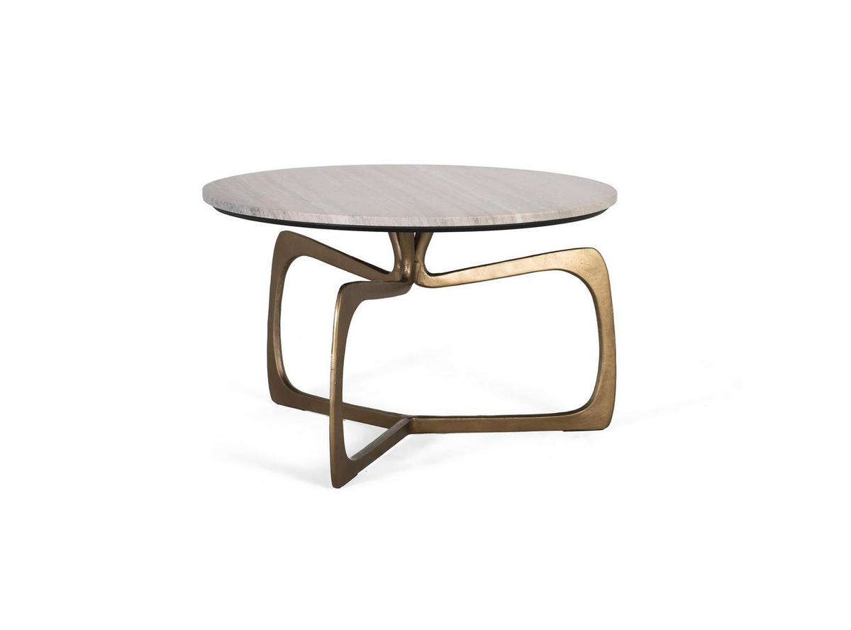 COUCHTISCH mit Metallgestell und Marmorplatte - Goldfarben, Metall (71/71/42cm) - Giner y Colomer