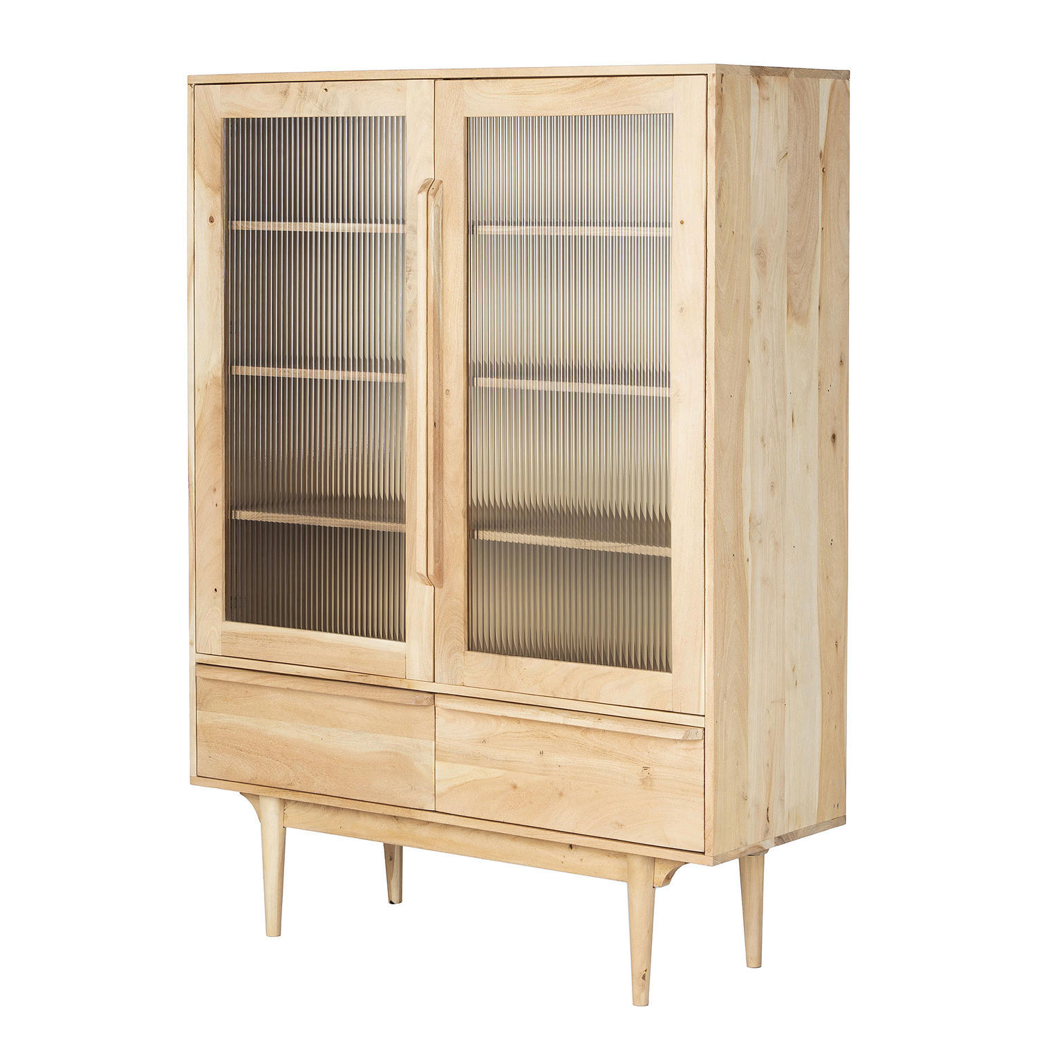 MASSIVER VITRINENSCHRANK - Akazie massiv - Akaziefarben, Glas/Holz (110/150/40cm) - home24