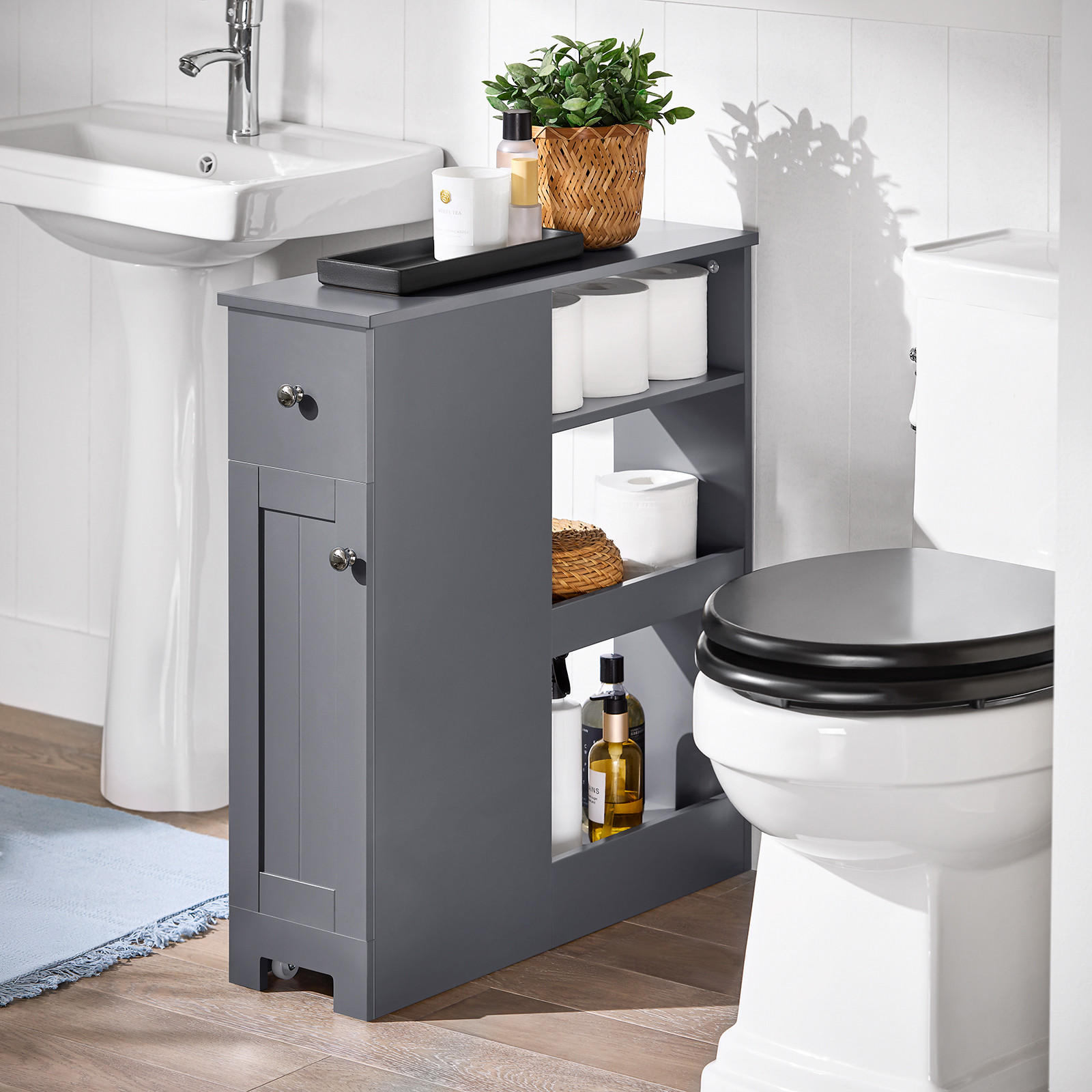 NISCHENSCHRANK mit Rollen Grau - Grau, Holzwerkstoff (20/70/65cm) - SoBuy