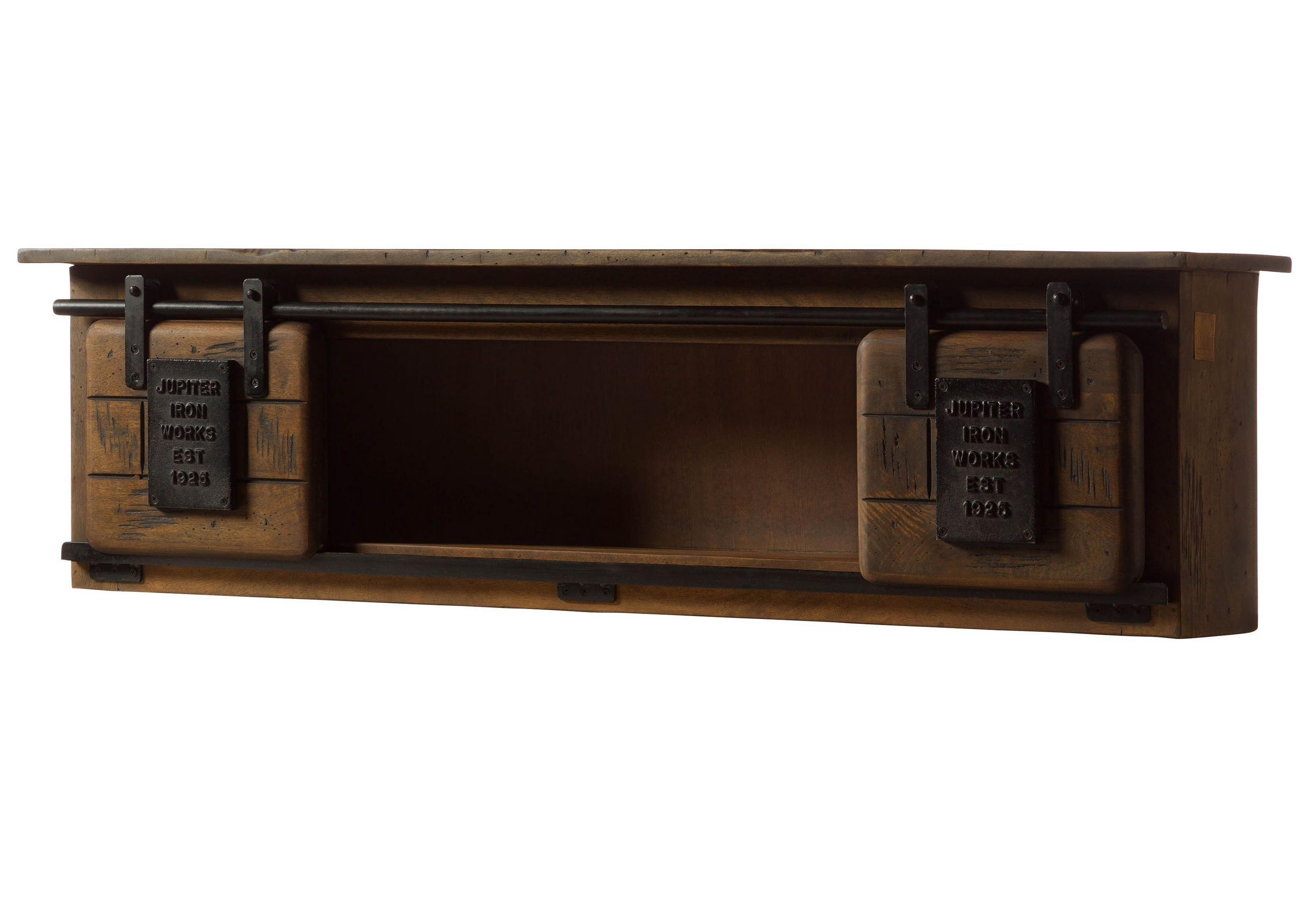 WANDREGAL Mango 130x25x35 braun lackiert RAILWAY #465 - Braun, Holz (130/35/25cm) - Massivmoebel24