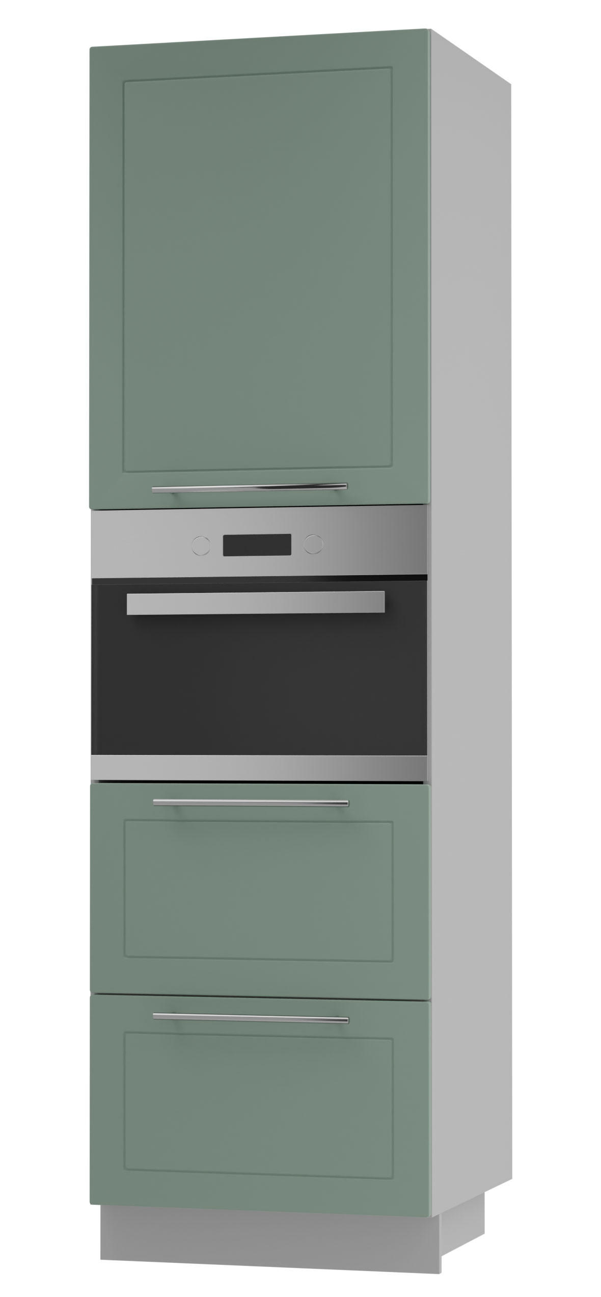 BACKOFENHOCHSCHRANK Kvantum D14/RU/2M/356 Mint Matt / Grau Matt 60 / 59 / 207cm - Grau/Mintgrün, Holz/Holzwerkstoff (60/207/59cm) - Feldmann-Wohnen