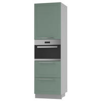 BACKOFENHOCHSCHRANK Kvantum D14/RU/2M/356 Mint Matt / Grau Matt 60 / 59 / 207cm - Grau/Mintgrün, Holz/Holzwerkstoff (60/207/59cm) - Feldmann-Wohnen