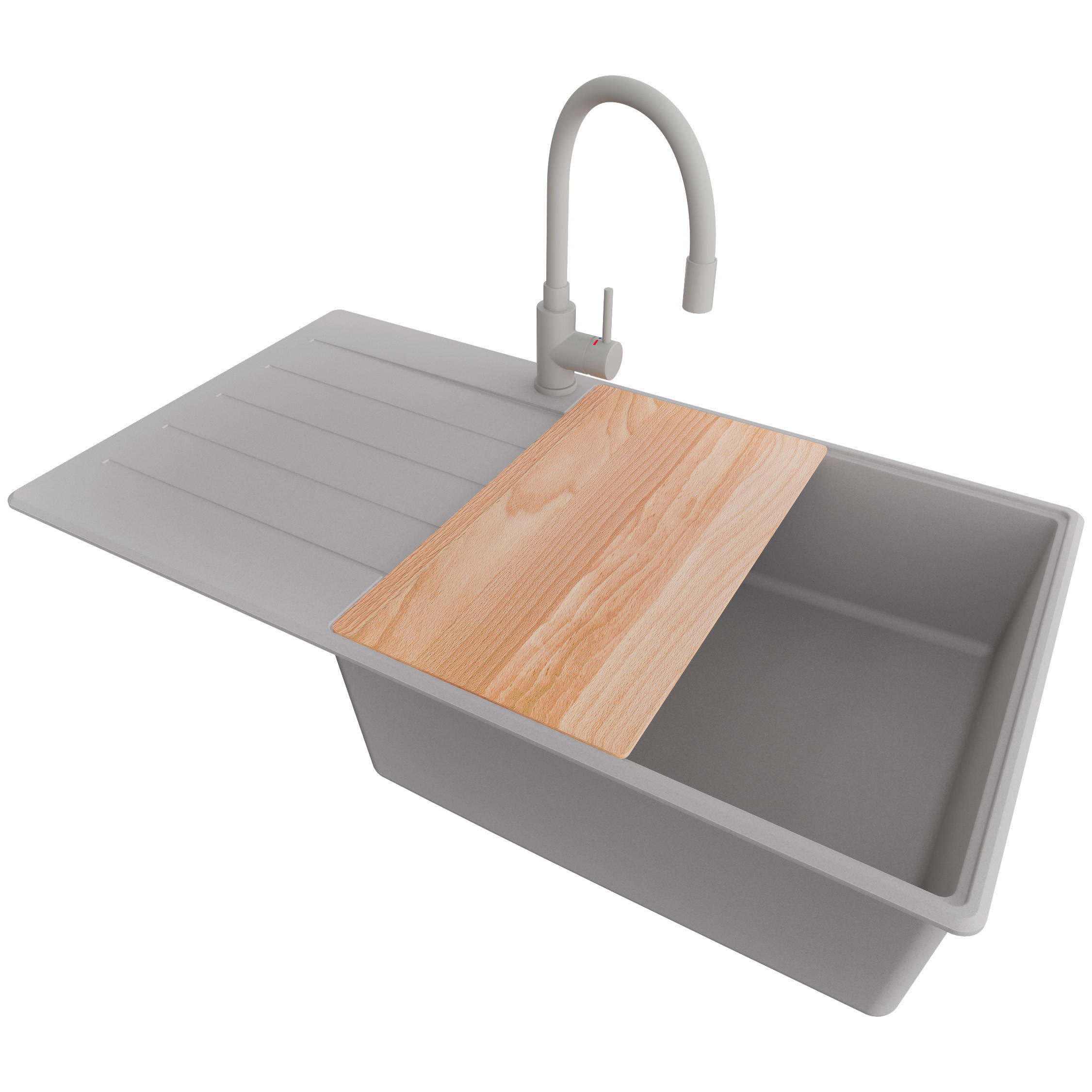 Primagran Granitspüle Grau, Chrom, Grau, Beige 90x20x50 cm