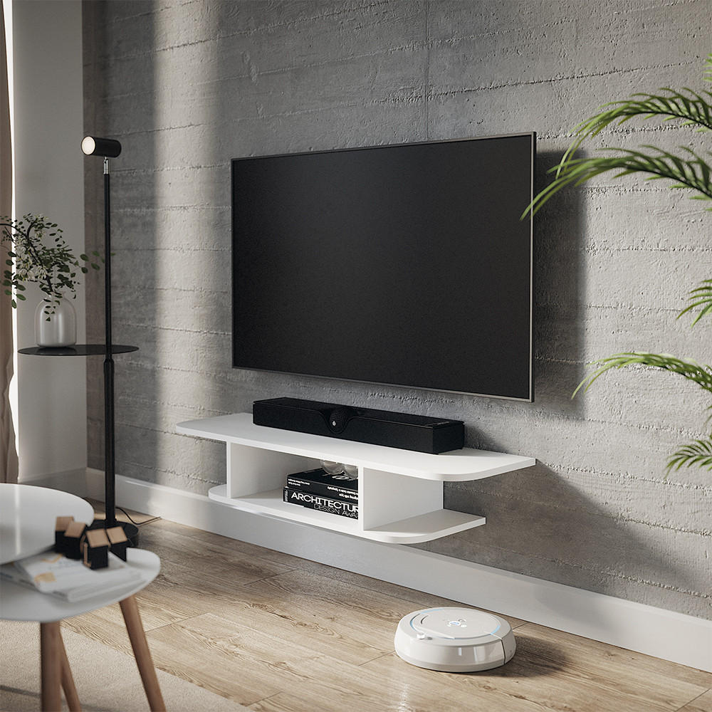 TV-SCHRANK Lorio Weiß 105 x 18.2 cm offene Fächer - Weiß, Holzwerkstoff (105/18.2/30cm) - Vicco