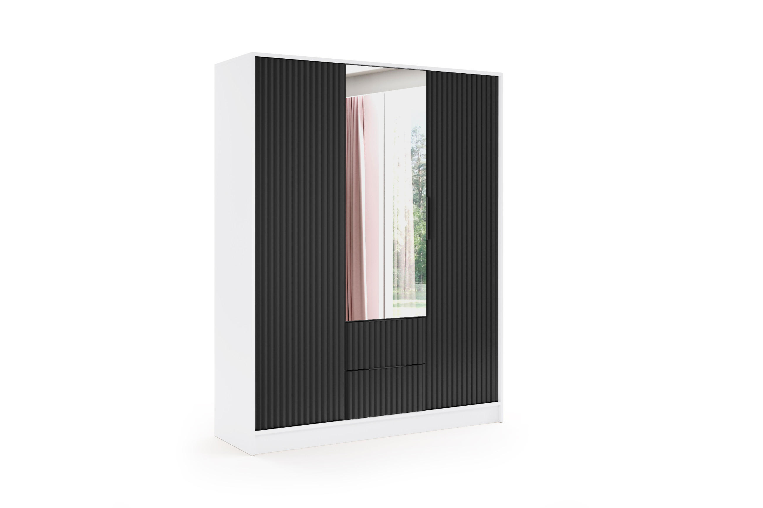 KLEIDERSCHRANK NOA - 150 cm - Weiß|Schwarz - Schwarz/Weiß, Holzwerkstoff (150/200/51cm) - ALTDECOR