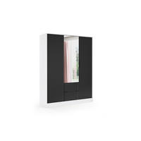 KLEIDERSCHRANK NOA - 150 cm - Weiß|Schwarz - Schwarz/Weiß, Holzwerkstoff (150/200/51cm) - ALTDECOR
