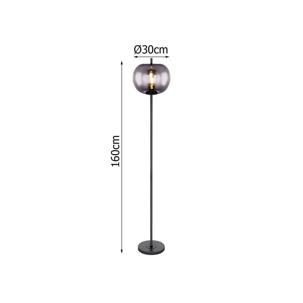Thumbnail - meineWunschleuchte Led-Stehlampe, Schwarz, Glas, Metall, Rund,Rund, 30x160x30 cm, Lampen & Leuchten, Innenbeleuchtung, S...