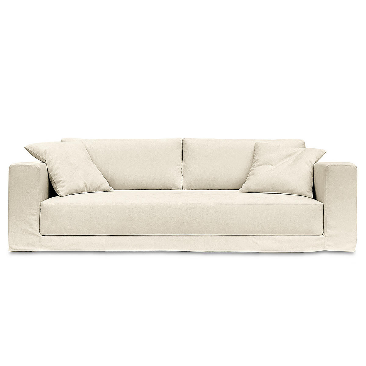 3-SITZER SOFA mit Wechselbezug - Webstoff - Creme, Textil (245/63/122cm) - home24