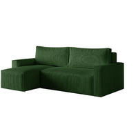 ECKSOFA LIVIO S mit Schlaffunktion, universell montierbar - POSO 14 - Dunkelgrün, Holz (230/142cm) - Dekori_Interiors