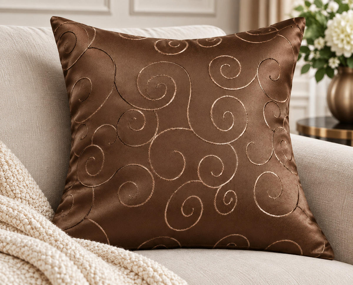KISSENBEZUG 60/60 cm Braun Damast Circle - Braun, Textil (60/60cm) - TiborTex