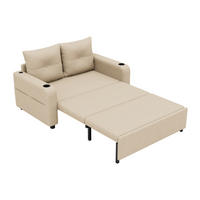 SCHLAFSOFA 3-in-1 mit Getränkehalter, Taschen und USB, Beige - Beige, Textil (131/94/81cm)