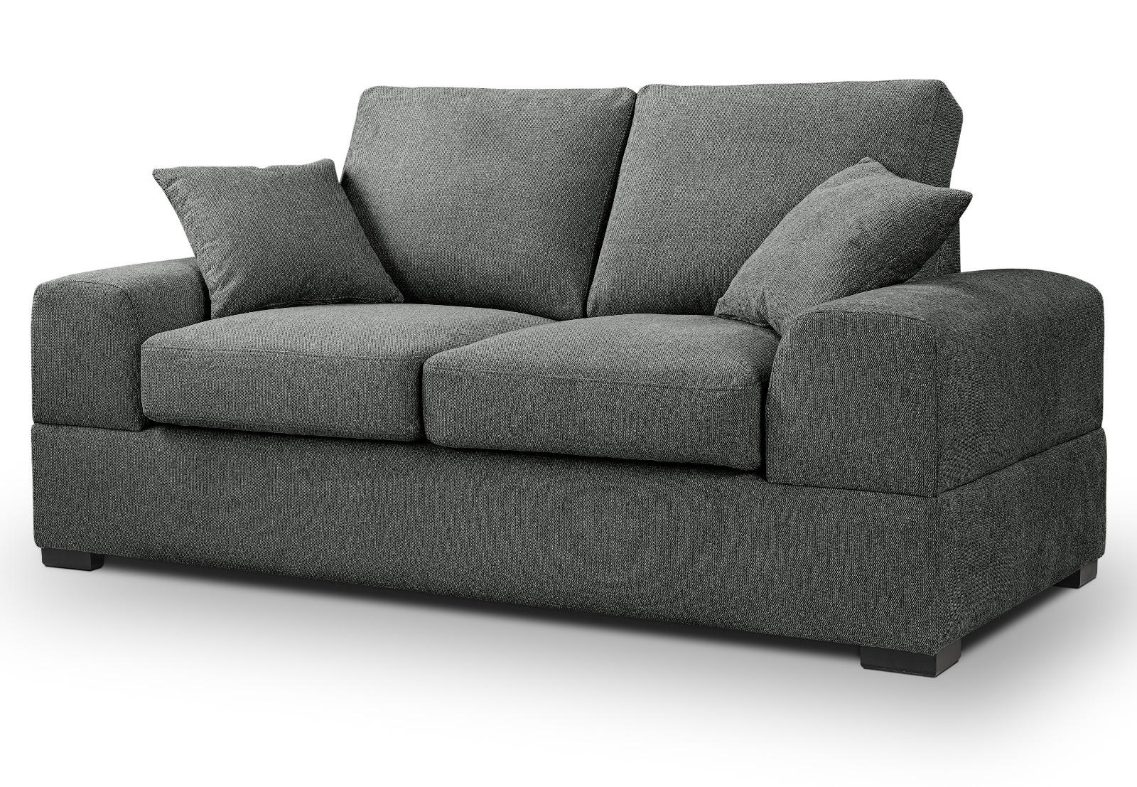 SOFA grau Strukturstoff, Couch 2-Sitzer 182 cm mit Premium Kaltschaum - Schwarz/Grau, Holz/Textil (182/90/93cm) - Inn.Furn