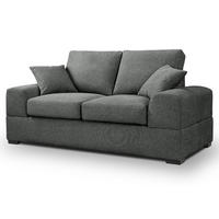 SOFA grau Strukturstoff, Couch 2-Sitzer 182 cm mit Premium Kaltschaum - Schwarz/Grau, Holz/Textil (182/90/93cm) - Inn.Furn