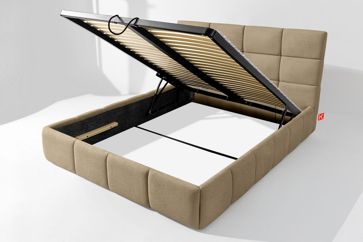 POLSTERBETT ALTOS Bouclé, gelb - Gelb, Holz/Holzwerkstoff (140/200cm) - KONSIMO®