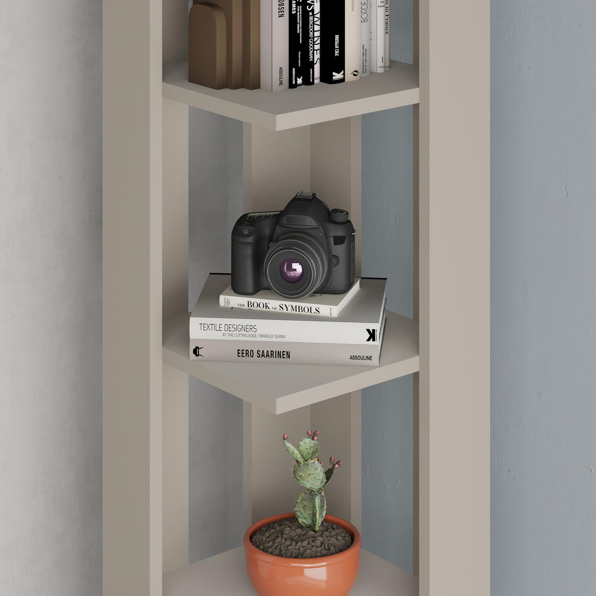 ECK BÜCHERREGAL Nati Sandstein 34/34/161 cm - Sandfarben, Holzwerkstoff (34/160.8/34cm) - Decortie