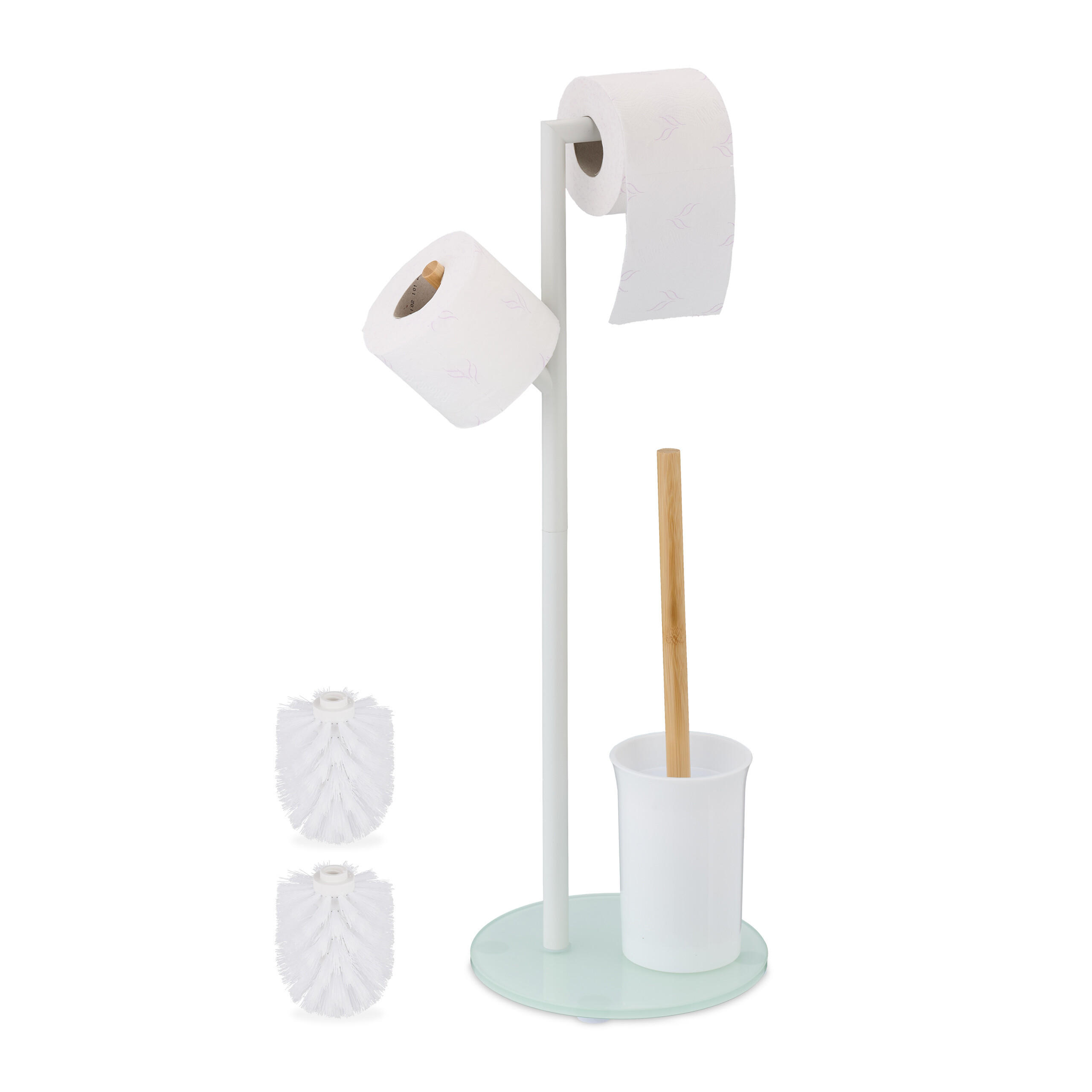 WC-GARNITUR - Weiß, Glas/Holz (27/64/22cm) - Relaxdays