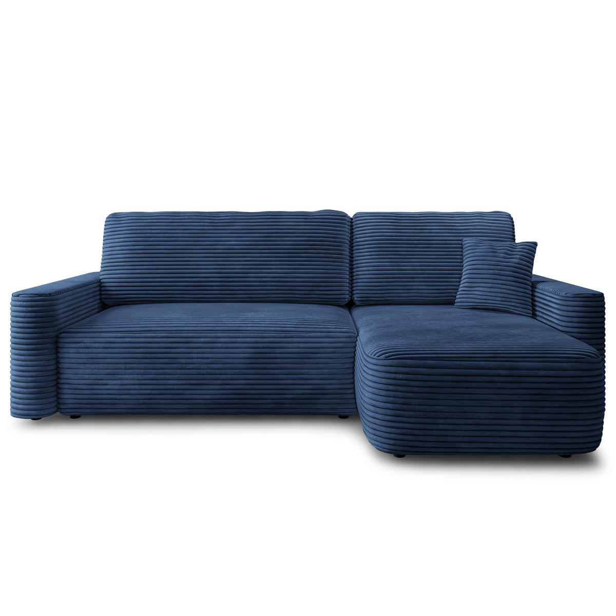 ECKSOFA NERI T Blau Kordstoff mit Schlaffunktion - Blau, Holzwerkstoff/Textil (280/157cm) - MASSENO