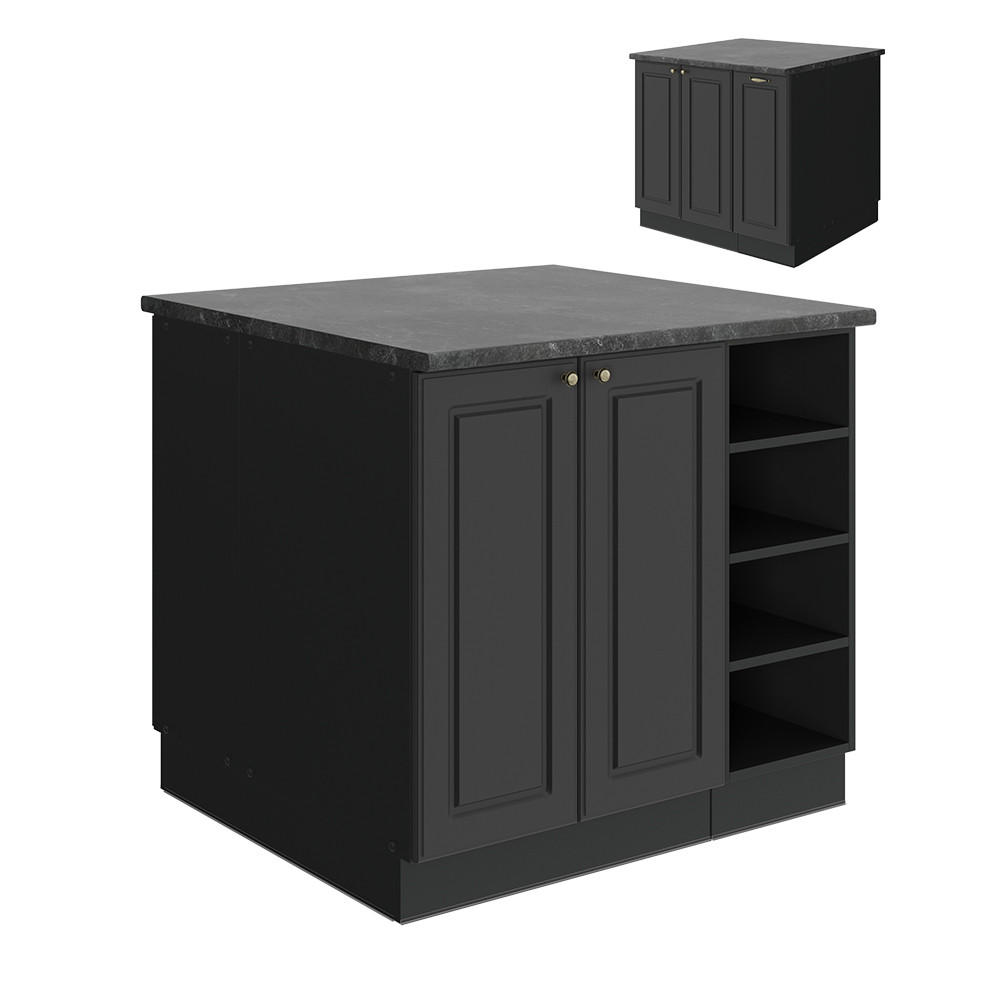 KUCHYŇSKÝ OSTROV Fame-Line Anthrazit-Gold Landhaus - antracitová, kompozitní dřevo (90/82/60cm) - Vicco