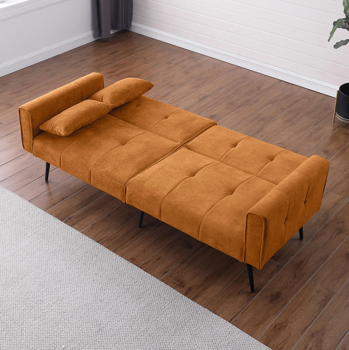 SOFA mit Cordbezug Stoff Orange - Orange, Holzwerkstoff (175/71/71cm) - Meubliv