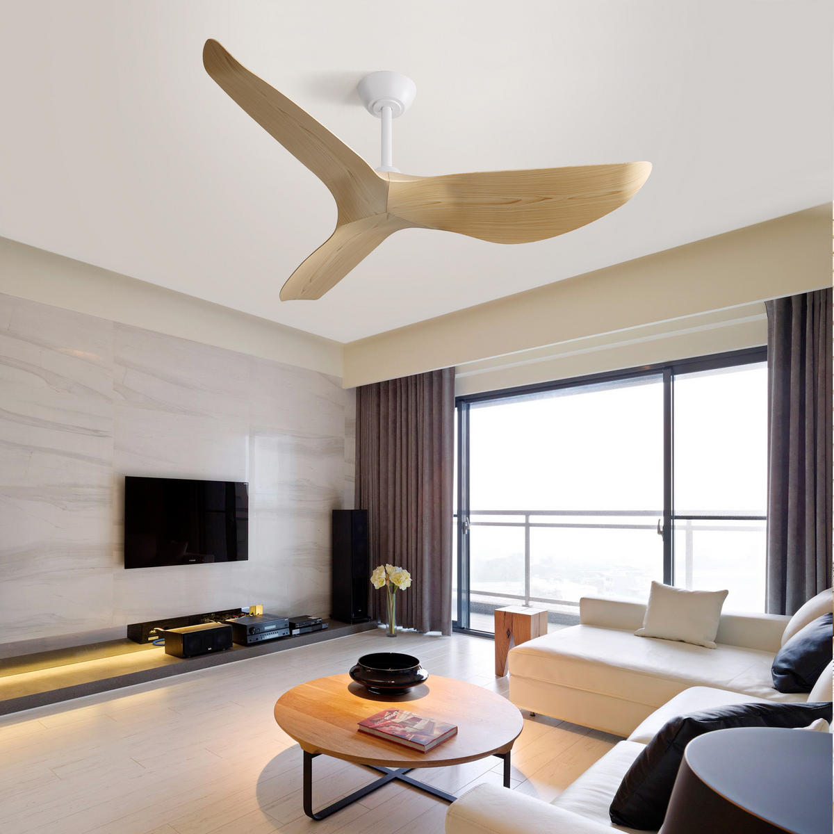 DECKENVENTILATOR 52Zoll Ohne Licht 3 ABS Flügel DC Motor - Weiß, Kunststoff (132/132/30cm) - CASIVA
