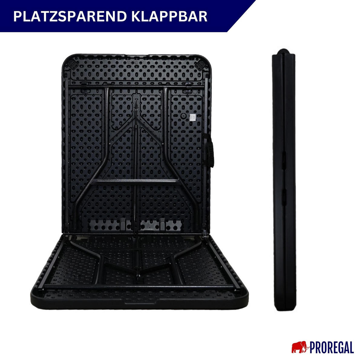 BUFFETTISCH klappbar 180x74cm 8 Personen Kunststoff Holz Optik Schwarz - Schwarz, Kunststoff (74/180/74cm) - CHEFGASTRO