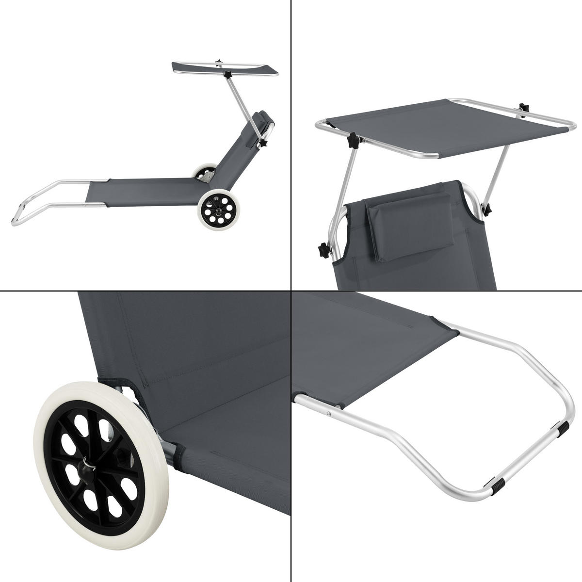 SONNENLIEGE Lazkano - Dunkelgrau, Metall (150/60/52.5cm) - [en.casa]