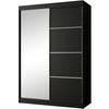 SCHWEBETÜRENSCHRANK Paco 150/215/61 2-türig schwarz mit Spiegel - Schwarz, Holzwerkstoff (150/215/61cm) - Beautysofa