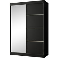 SCHWEBETÜRENSCHRANK Paco 150/215/61 2-türig schwarz mit Spiegel - Schwarz, Holzwerkstoff (150/215/61cm) - Beautysofa
