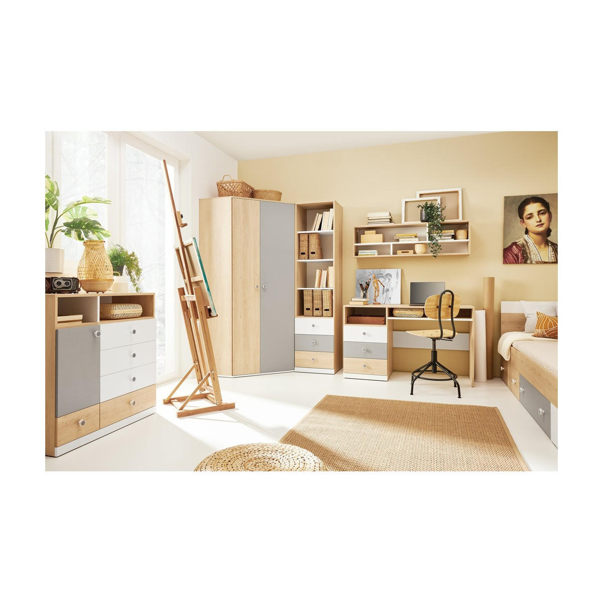 SCHLAFZIMMER Set 6-tlg. PIXEL System – Sonoma Eiche / Grau - Sonoma Eiche, Holzwerkstoff (90/190/90cm) - hi-markt