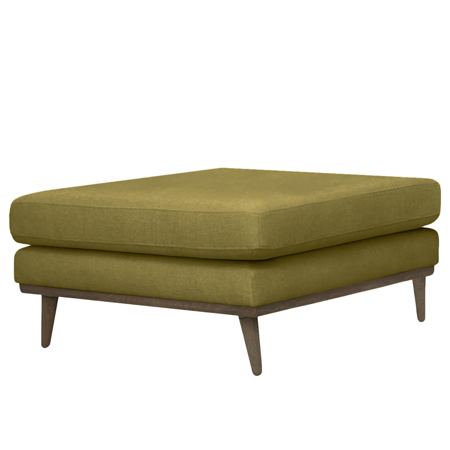 POLSTERHOCKER - Eichefarben/Olivgrün, Eichenholz/Textil (85/43/60cm) - home24