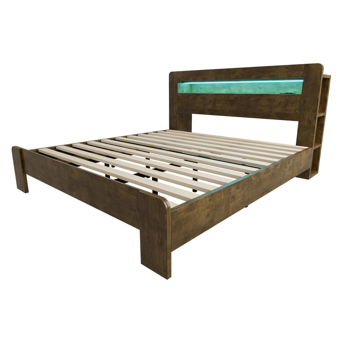 BETT mit Stauraum im Kopfteil 180x200 cm Wood - Birnbaumfarben, Holzwerkstoff (180/200cm) - Meubliv