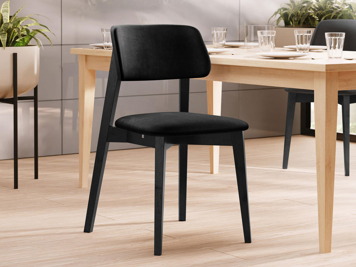 WOHNZIMMER STUHL KT63/C, Holzfarbe: Schwarz - Schwarz, Holz/Textil (47/80/49cm) - MIRJAN24