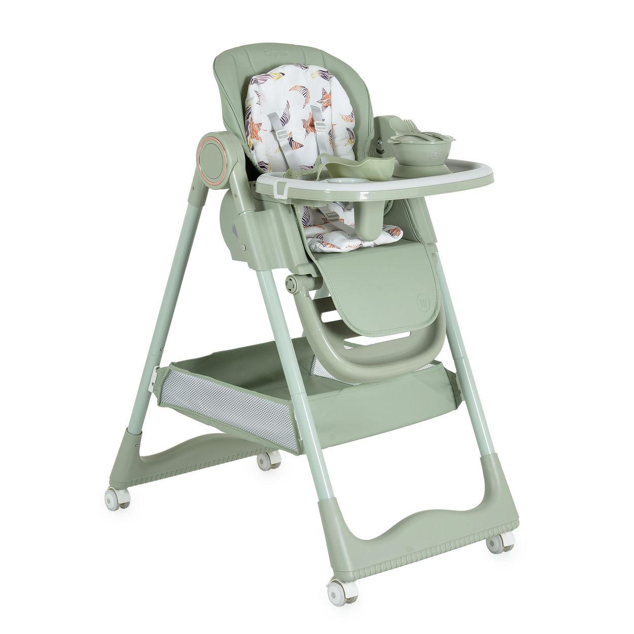 HOCHSTUHL Surprise faltbar grün Lätzchen Schüssel Löffel Gabel Räder Korb - Grün, Metall (52/90/86cm) - Moni