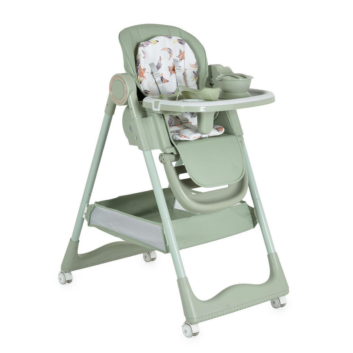HOCHSTUHL Surprise faltbar grün Lätzchen Schüssel Löffel Gabel Räder Korb - Grün, Metall (52/90/86cm) - Moni