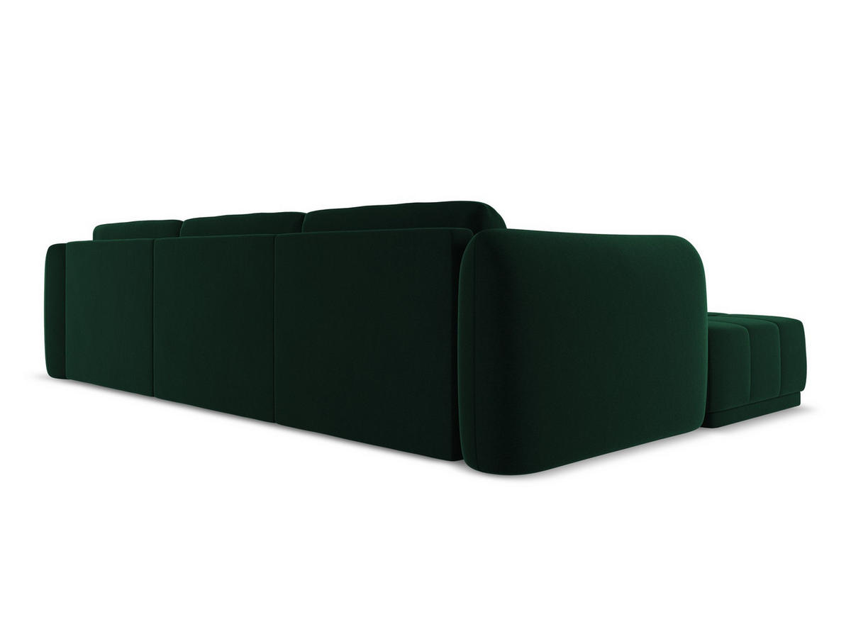 ECKSOFA Links Samt Stoff Grün - Dunkelgrün/Schwarz, Kunststoff/Textil (170/290cm) - Makamii