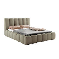 POLSTERBETT VELORA 140x200cm mit Bettkasten & Metallgestell - Bouclé Stoff CAPPUCCINO GERRA - Cappuccino, Textil - Luxkor24