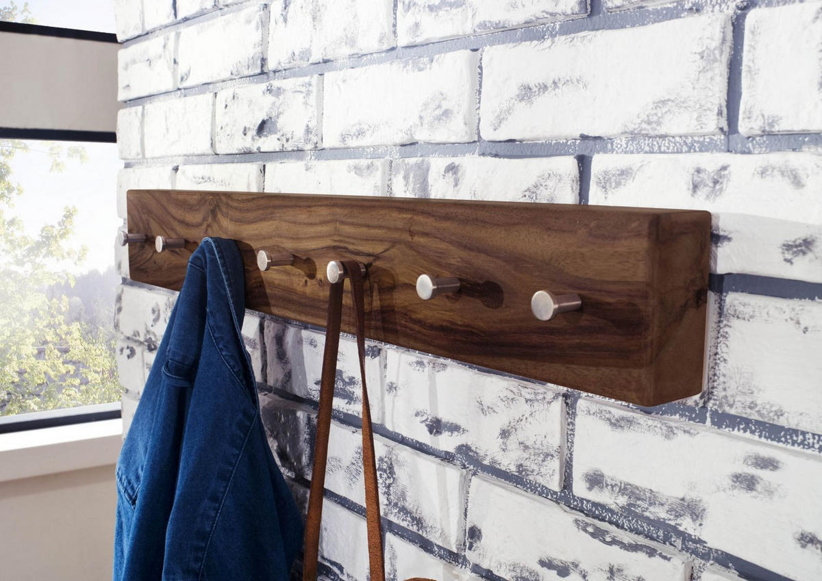 WANDGARDEROBE Sheesham 70x5x10 smoked cherry gebeizt TORONTO #140 - Dunkelbraun, Holzwerkstoff (70/10/5cm)