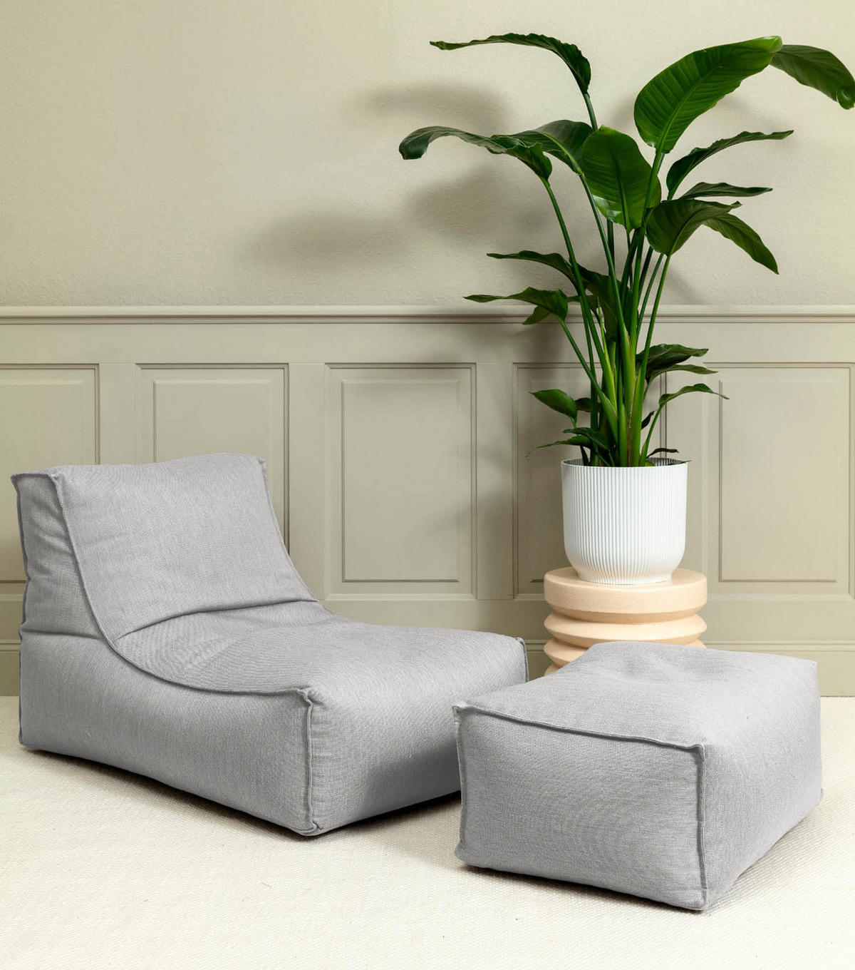 SITZSACK mit Hocker und Hülle Der Sundowner - Grau, Textil (65/65/100cm) - Mokebo