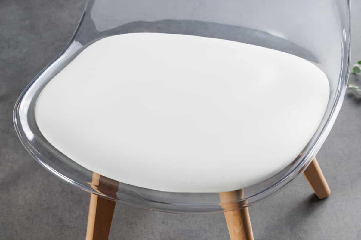 STUHL SCANDINAVIA MEISTERSTÜCK Kunstleder Weiß 80 cm - Transparent/Braun, Holz/Kunststoff (47/81/53cm) - riess-ambiente